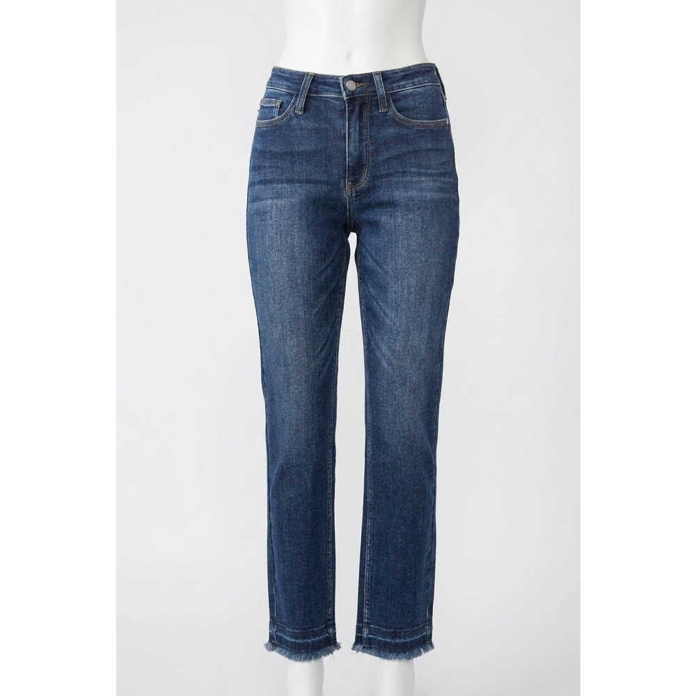 NEW JUDY BLUE high waist release hem non distressed slim jeans in medium wash